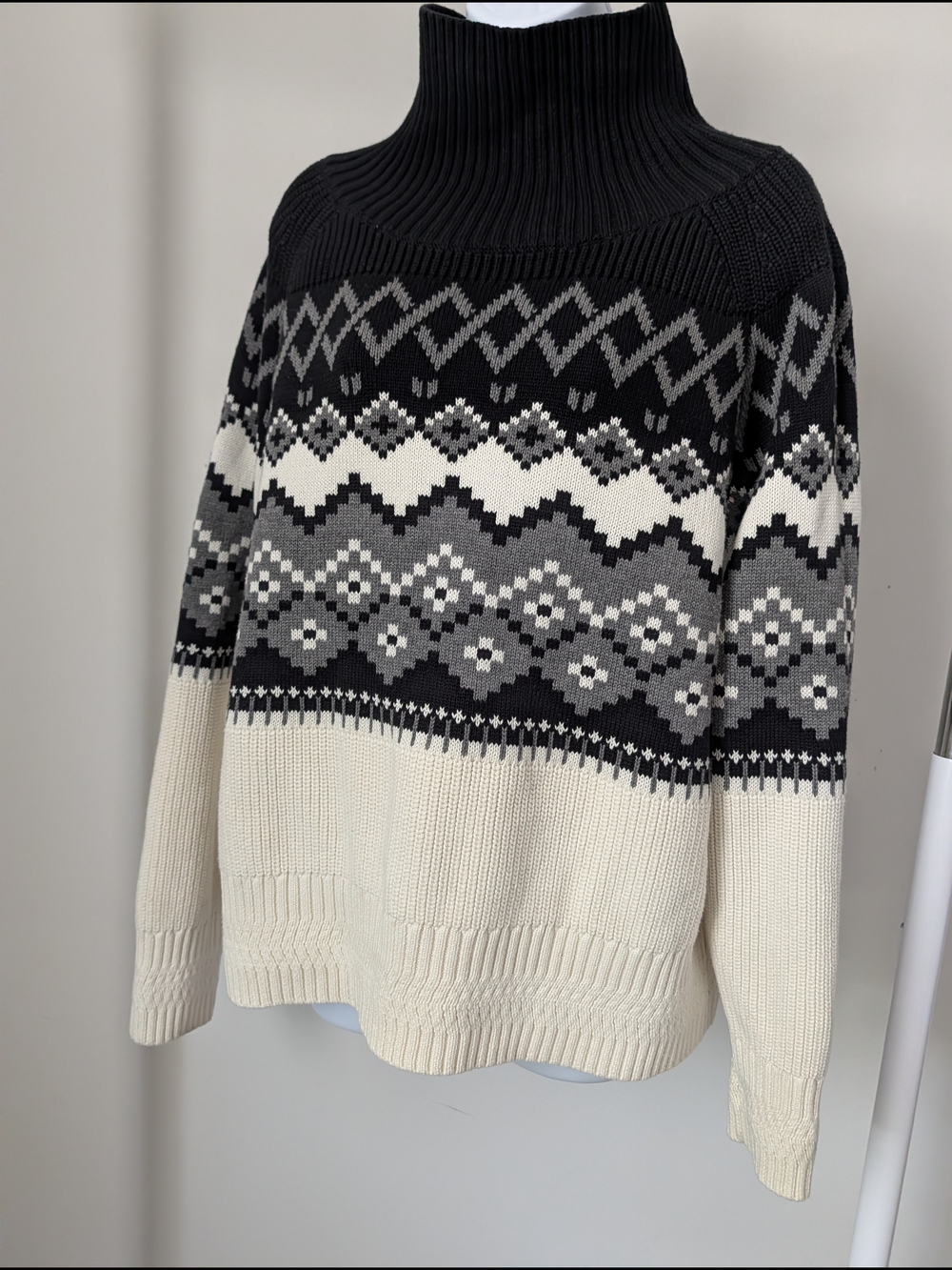 Alp N Rock Black, Cream & Gray Fair Isle Turtleneck Sweater